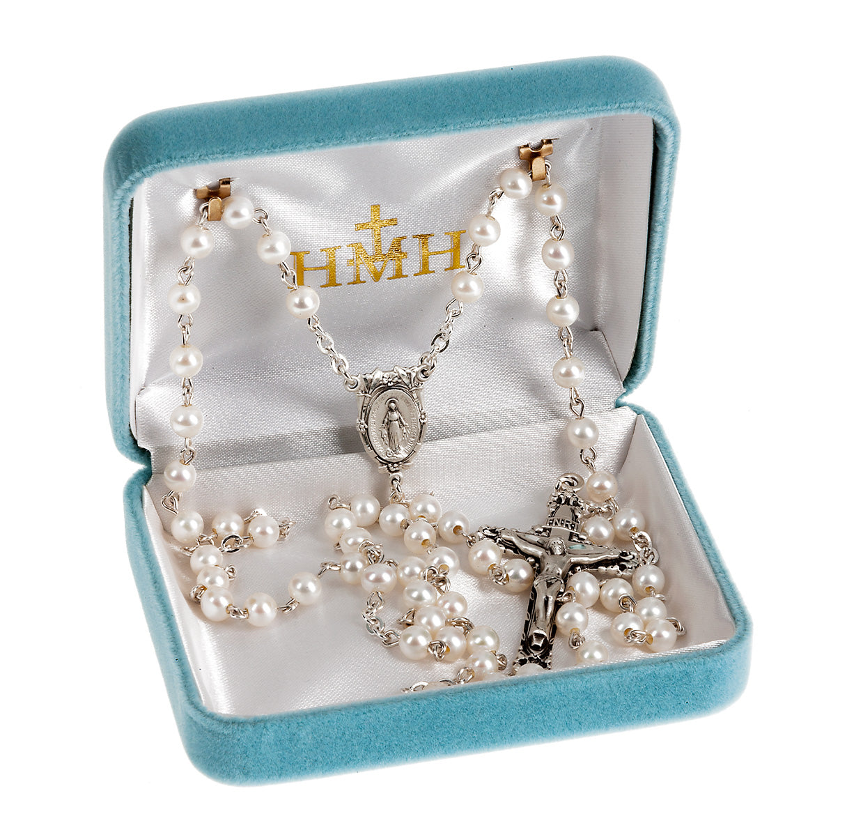 5mm Sterling Silver Genuine Cultured Pearl Rosary-Bxd 64/121