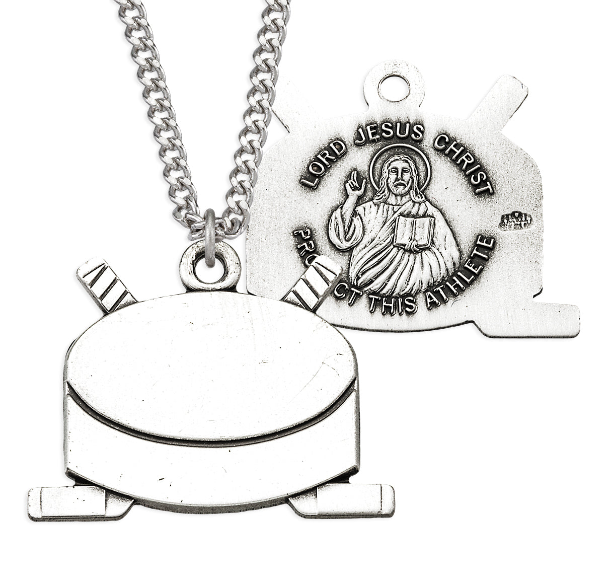 Lord Jesus Christ Sterling Silver Hockey Athlete Medal