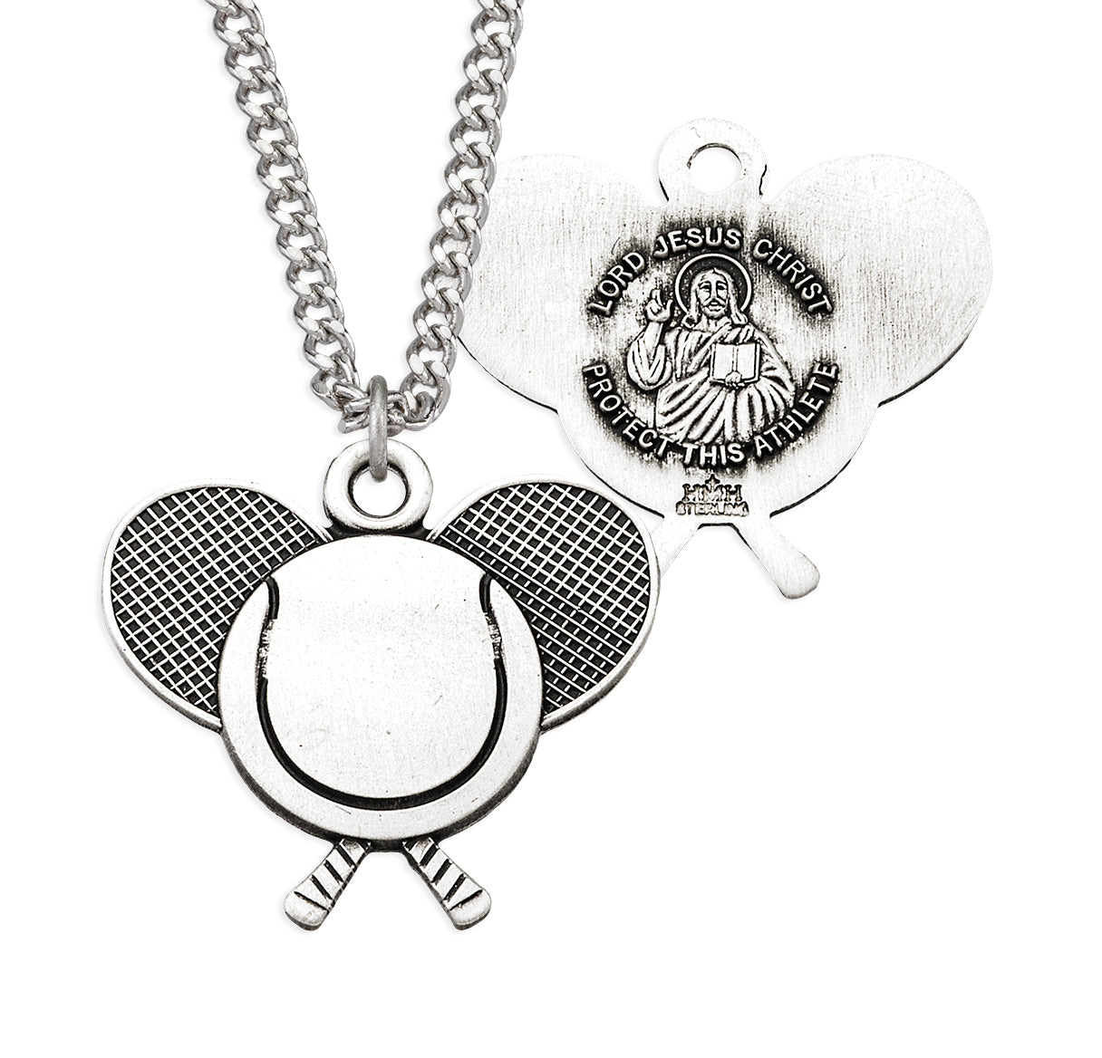 Lord Jesus Christ Sterling Silver Tennis Athlete Medal