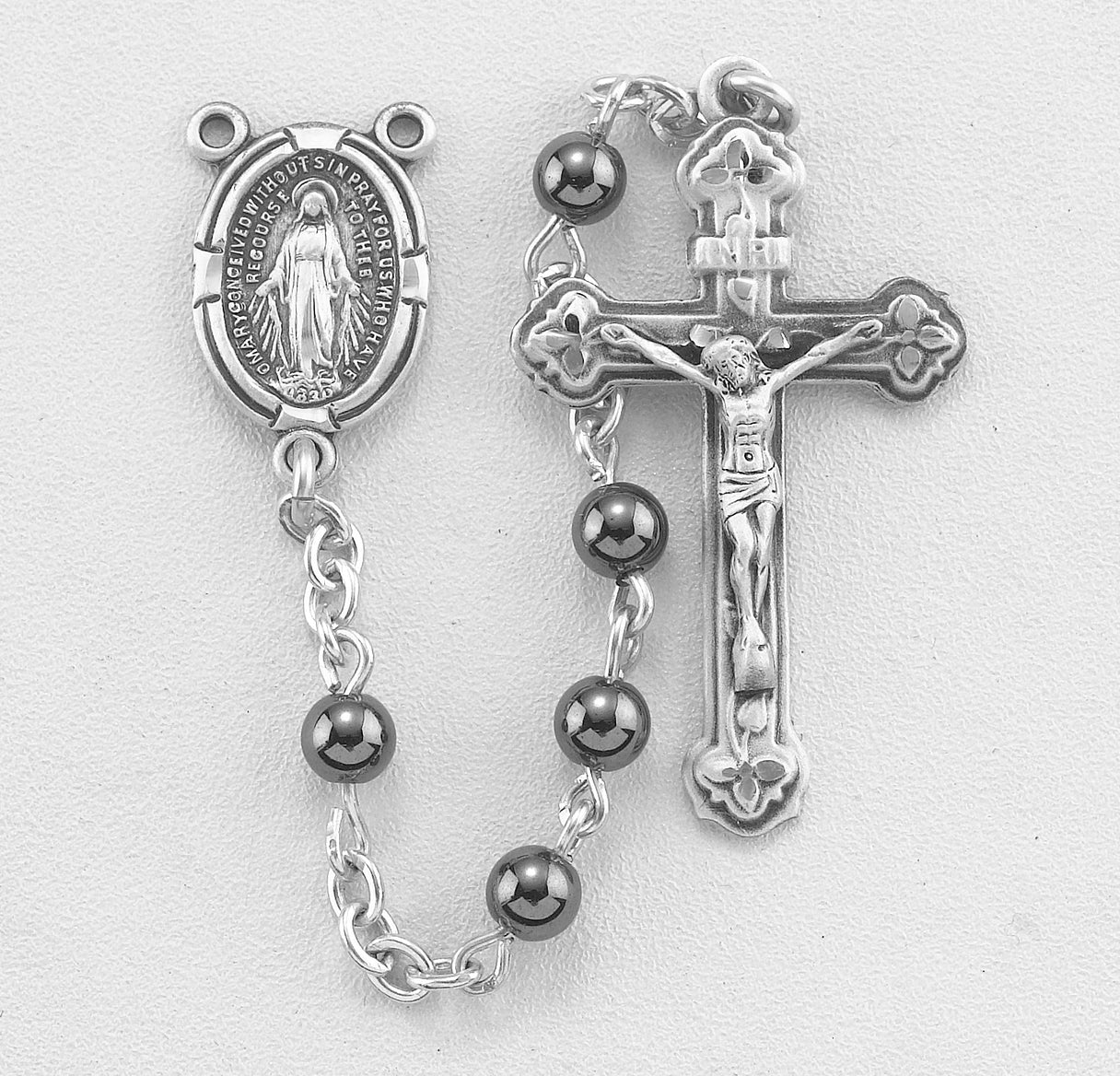 4mm Genuine Hematite Sterling Rosary Bxd 62/1823