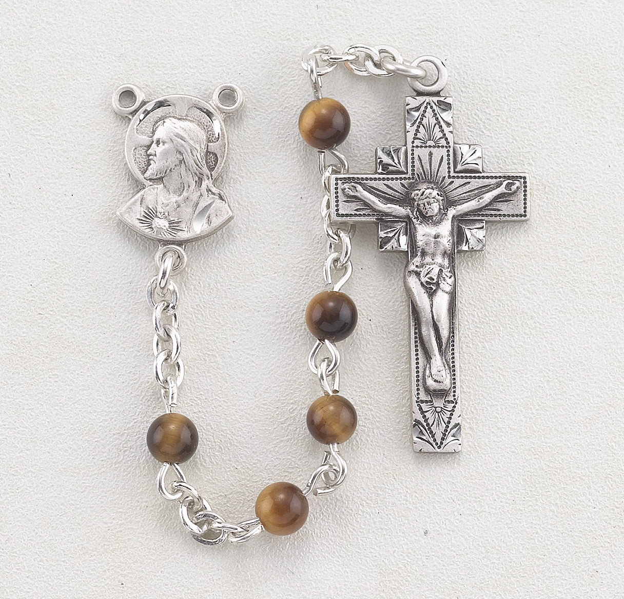 4mm Genuine Tiger Eye All Sterling Rosary Bxd 18/106