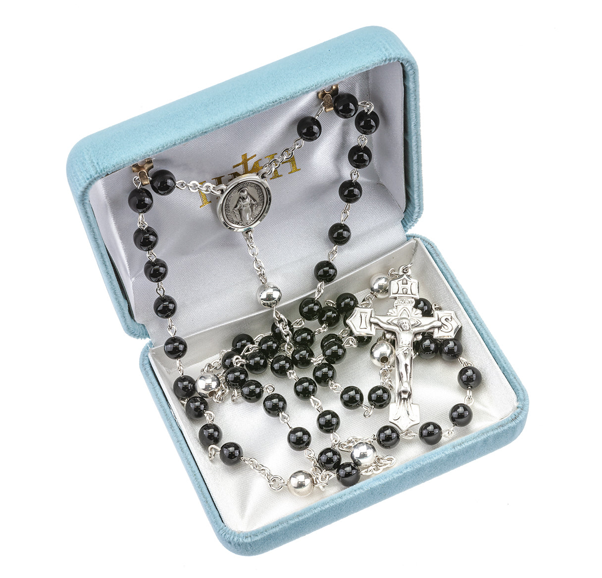 6mm Onyx Beads with Sterling Silver O.F. Beads and Findings