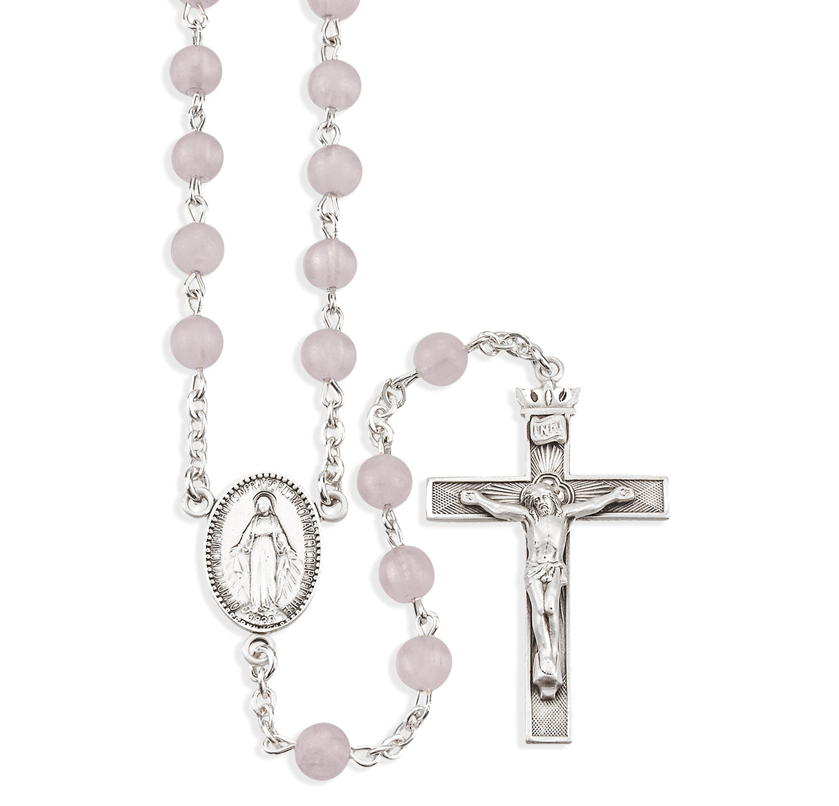 6mm Genuine Rose Quartz All Sterling Rosary Bxd 315/182