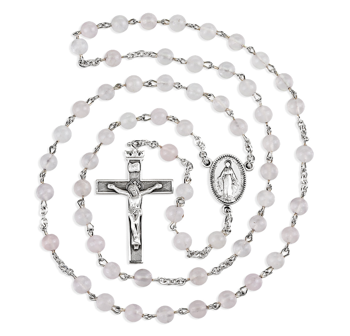 6mm Genuine Rose Quartz All Sterling Rosary Bxd 315/182