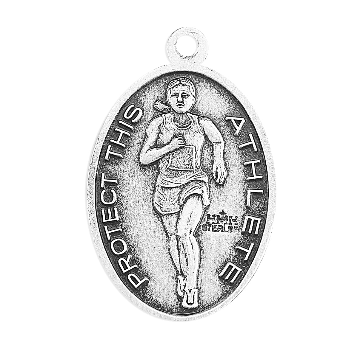 Saint Christopher Oval Sterling Silver Female Track Athlete Medal