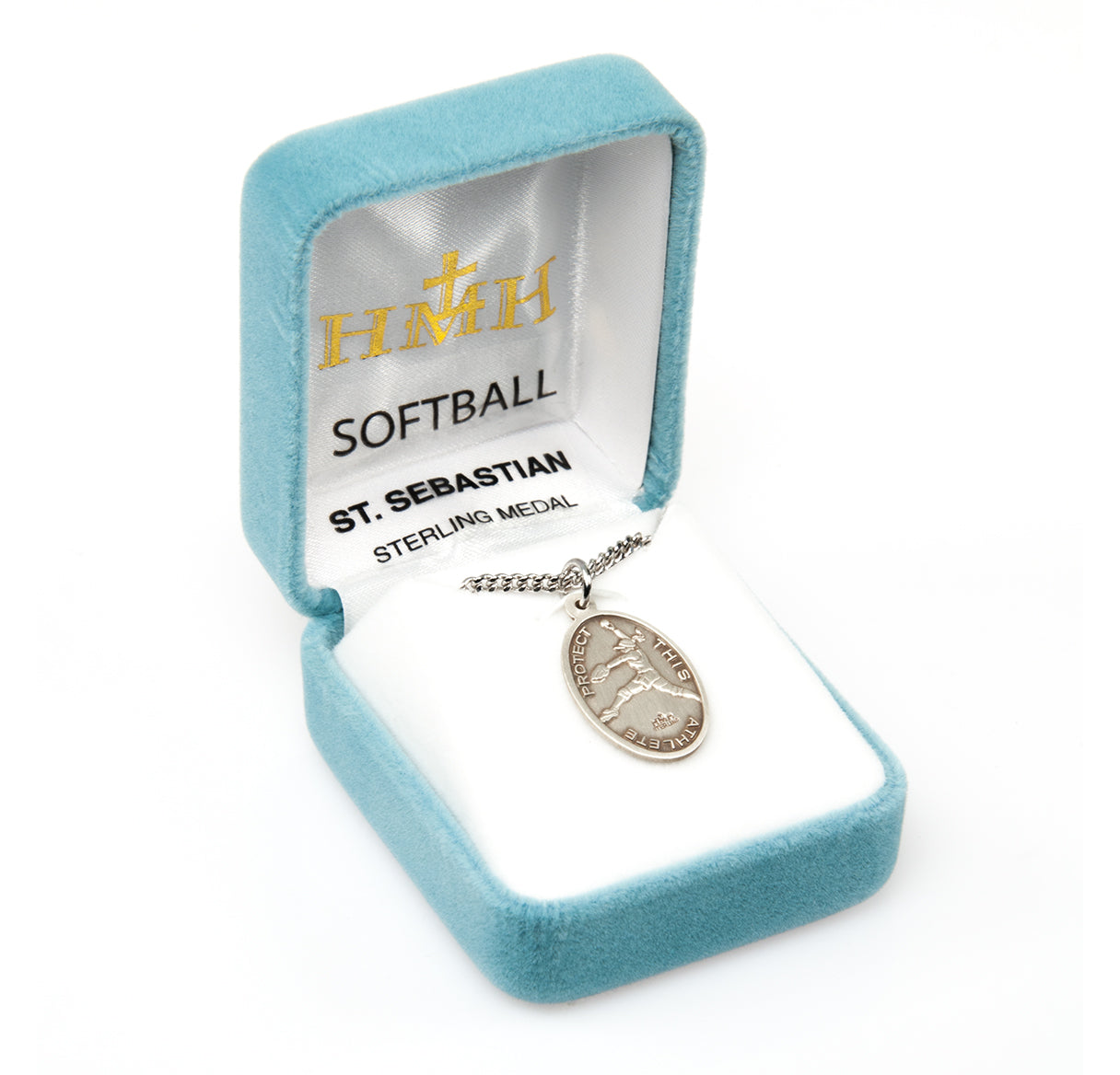 Saint Sebastian Oval Sterling Silver Female Softball Athlete Medal