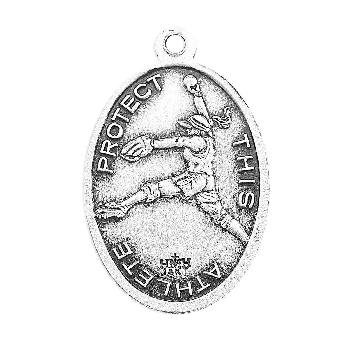 Saint Sebastian Oval Sterling Silver Female Softball Athlete Medal