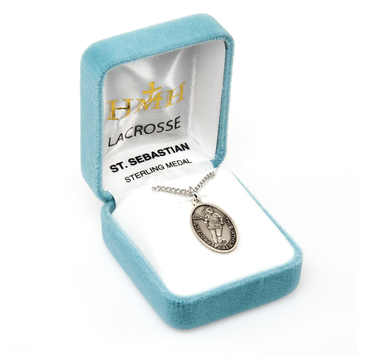 Saint Sebastian Oval Sterling Silver Female Lacrosse Athlete Medal