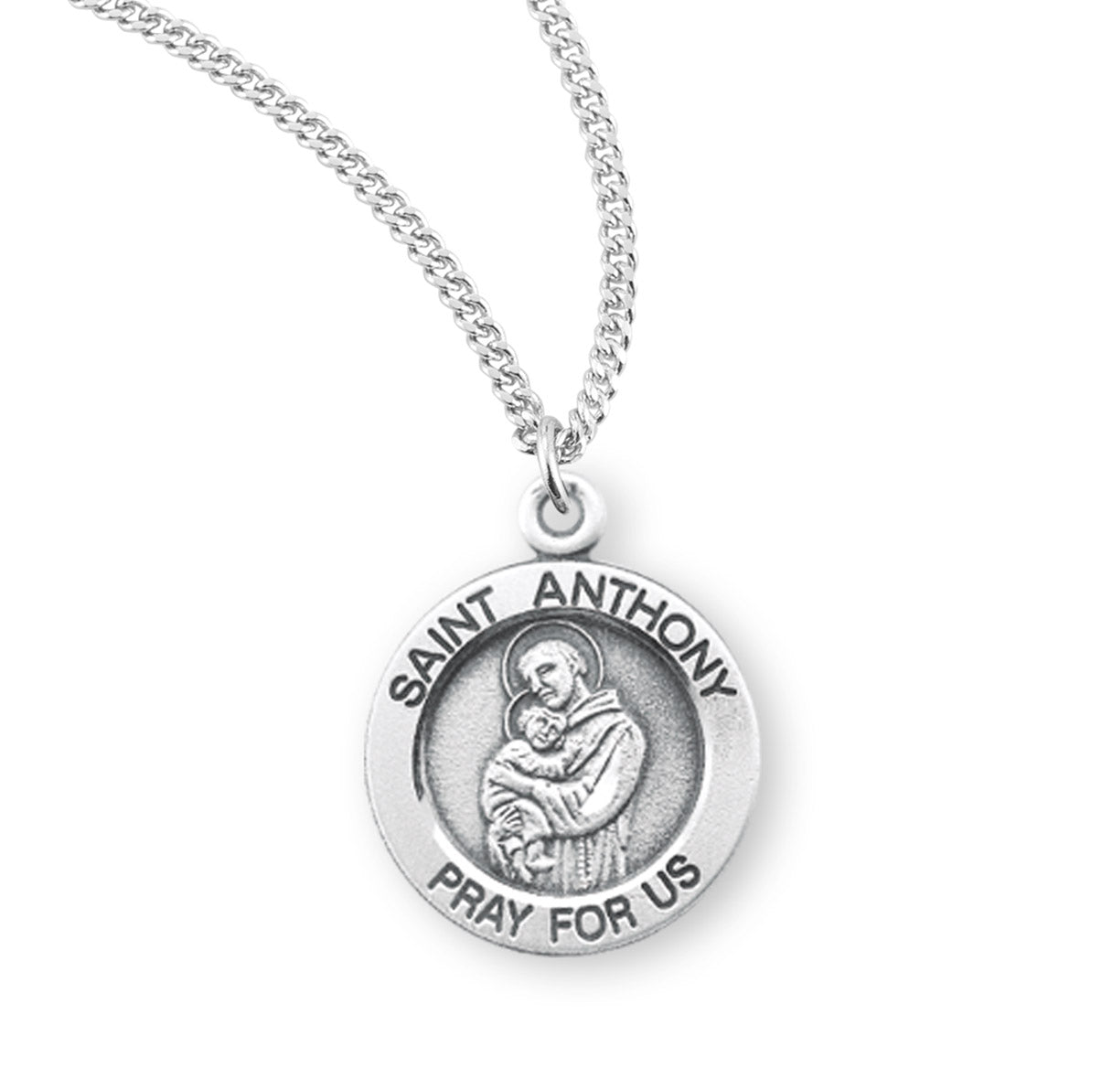 Patron Saint Anthony Round Sterling Silver Medal