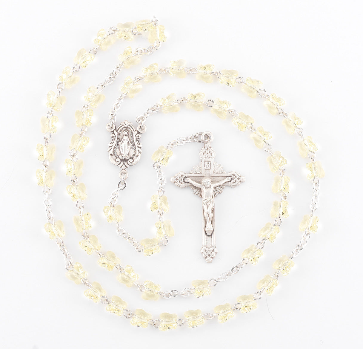 6mm Finest Jonquil Crystal All Sterling Silver Butterfly Rosary-Bxd 05/195