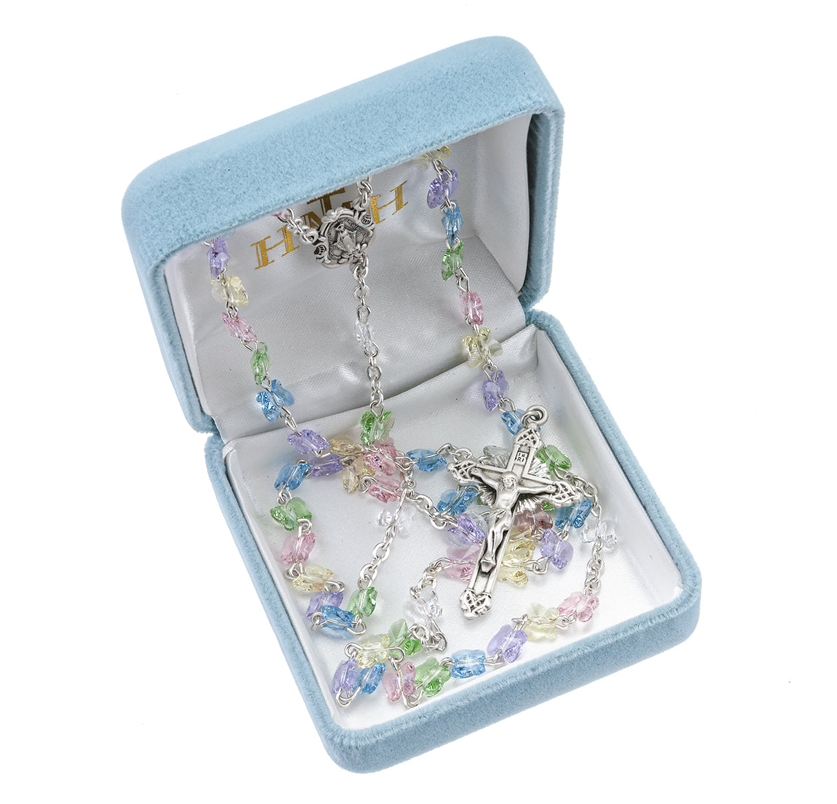 6mm Finest Multi Color All Sterling Silver Butterfly Rosary-Bxd 05/195