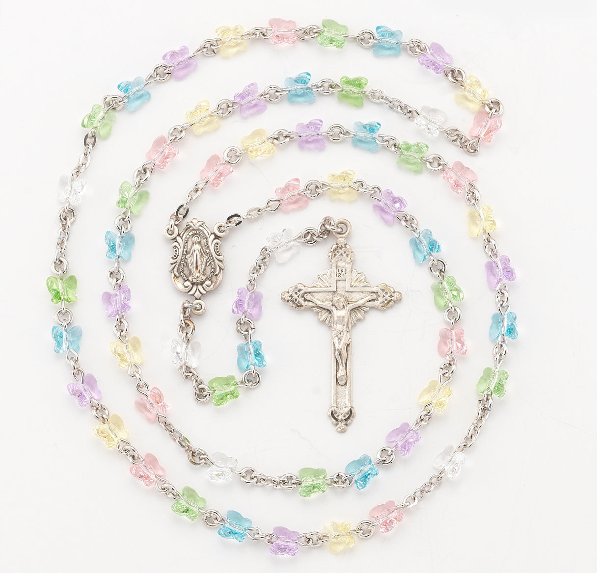6mm Finest Multi Color All Sterling Silver Butterfly Rosary-Bxd 05/195
