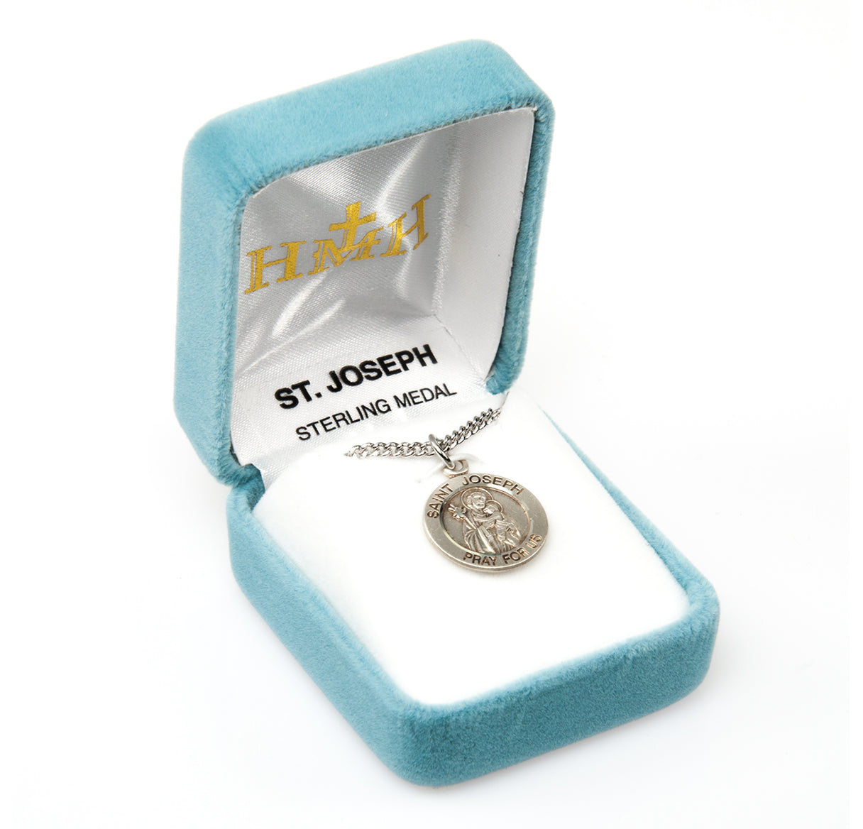 Sterling Silver Med Rd St Joseph 20" Ch-Bxd
