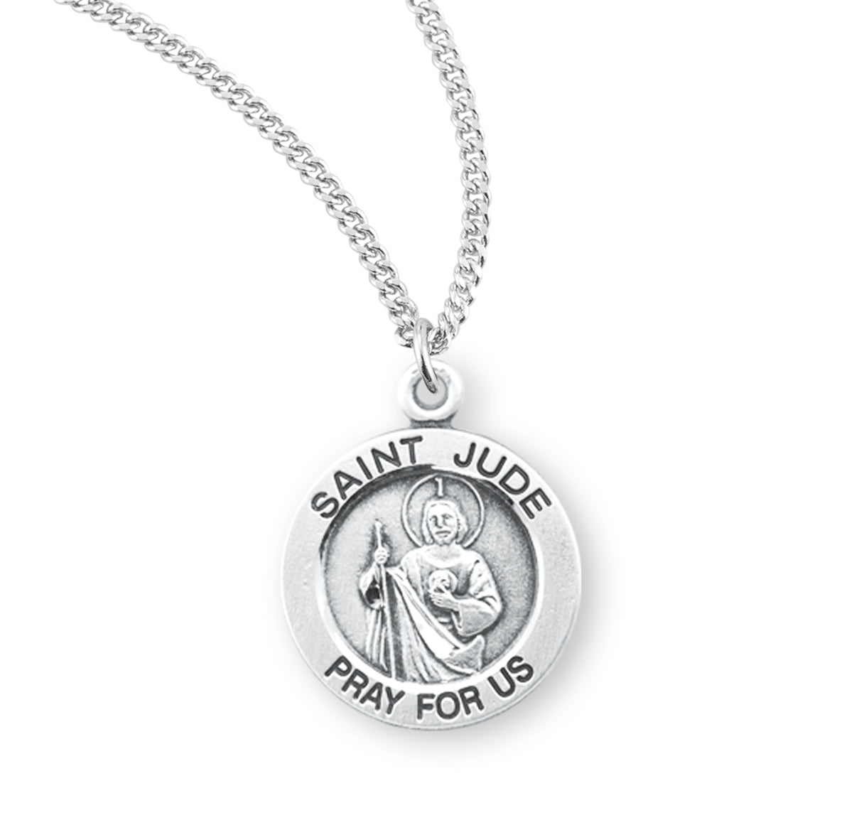 Patron Saint Jude Round Sterling Silver Medal