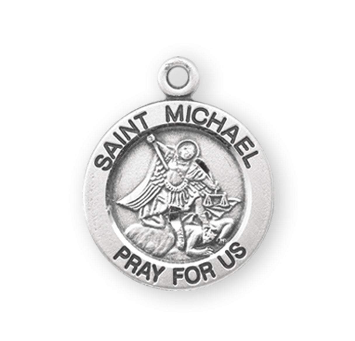 Sterling Silver Med Rd St Michael 24" Ch-Bxd