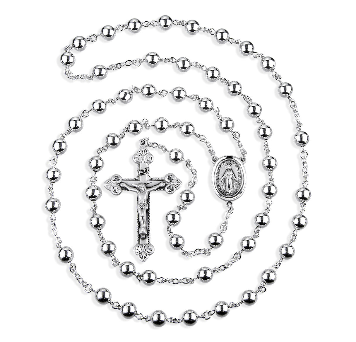 High Polished 7mm Sterling Round Beads-Bxd 30/186