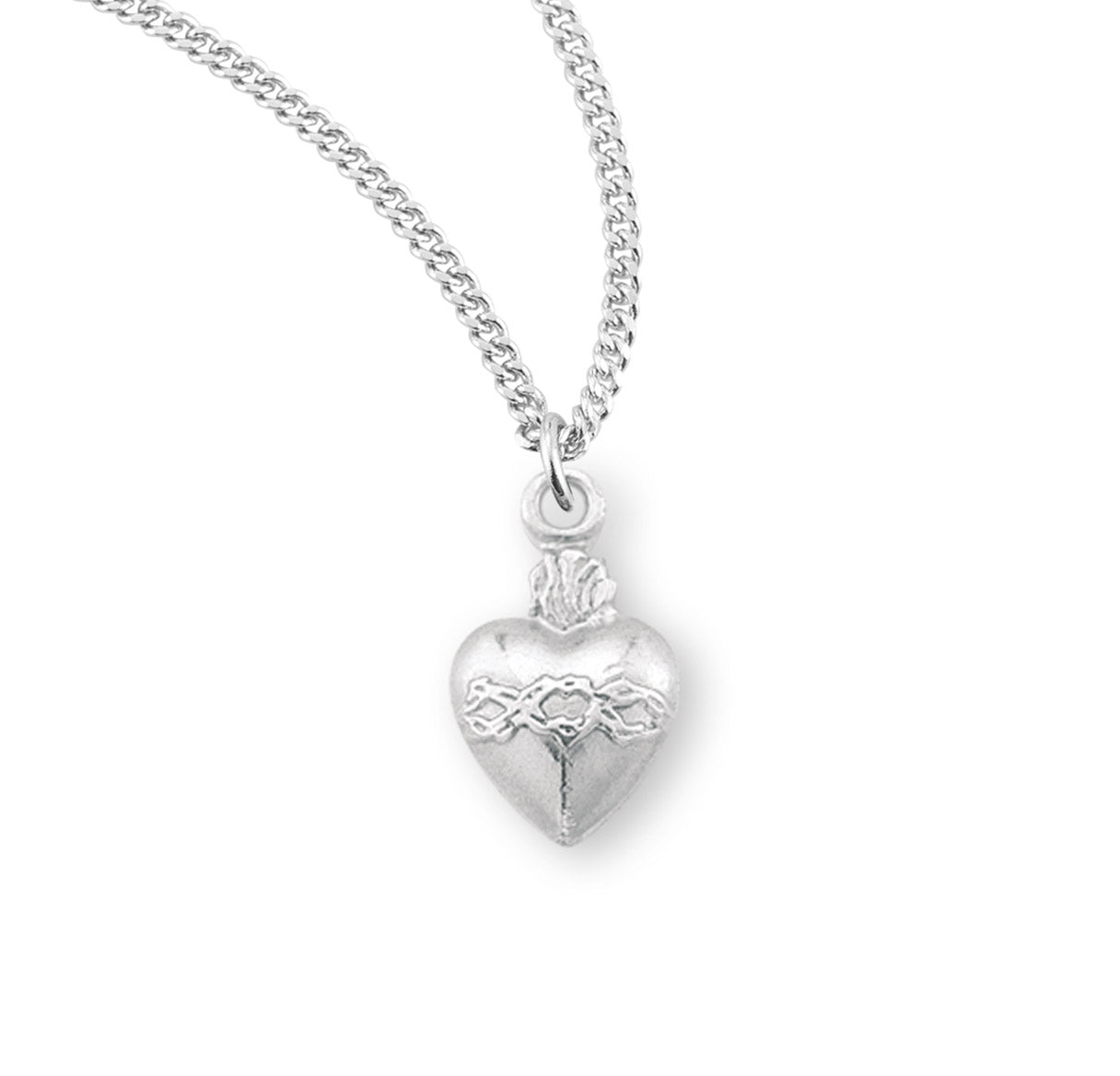 Sterling Silver Sacred Heart Pendant 16" Ch-Bxd