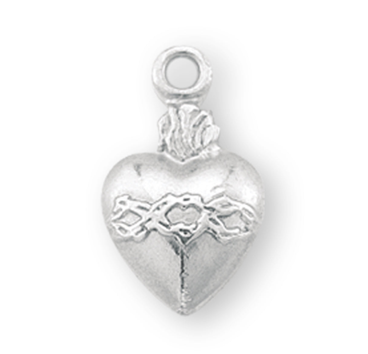Sterling Silver Sacred Heart Pendant 16" Ch-Bxd