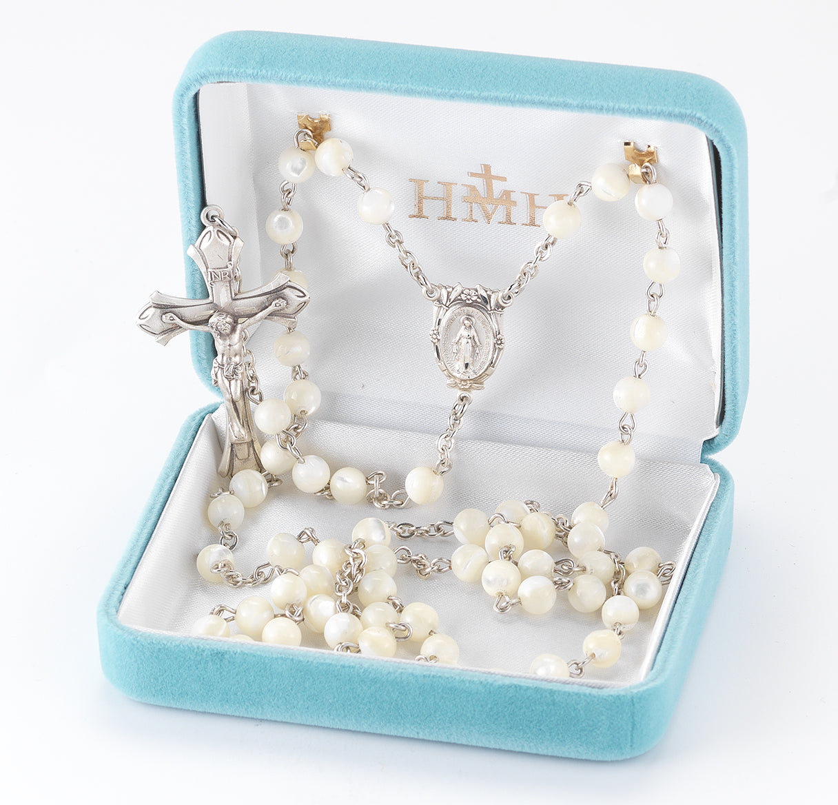 6mm Sterling Silver Rosary Mother of Pearl Beads Bxd 64/123