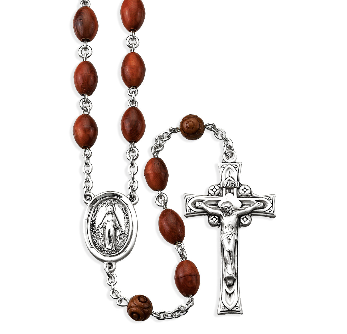 Brown Oval Cocoa Bead Sterling Silver Rosary Bxd 30/103