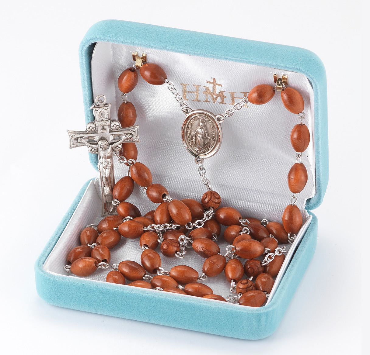 Brown Oval Cocoa Bead Sterling Silver Rosary Bxd 30/103
