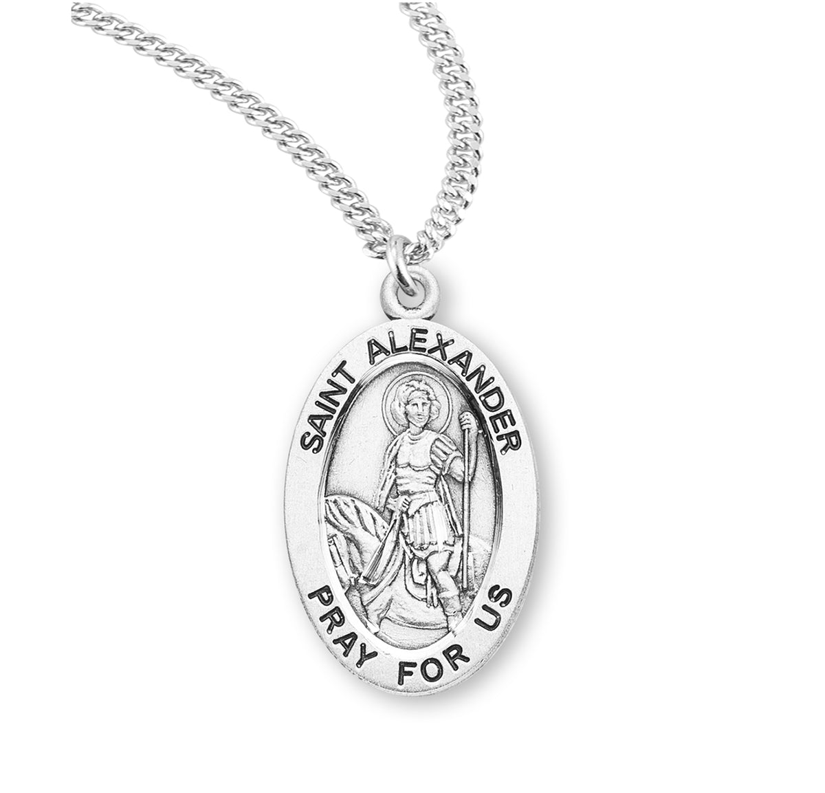 Patron Saint Alexander Oval Sterling Silver Medal — HMH Religious