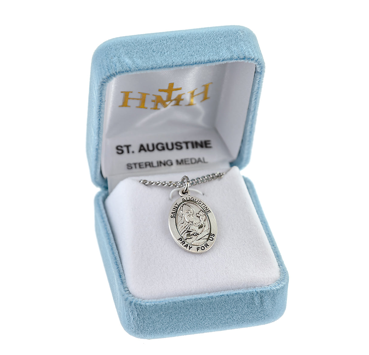 Patron Saint Augustine Oval Sterling Silver Medal