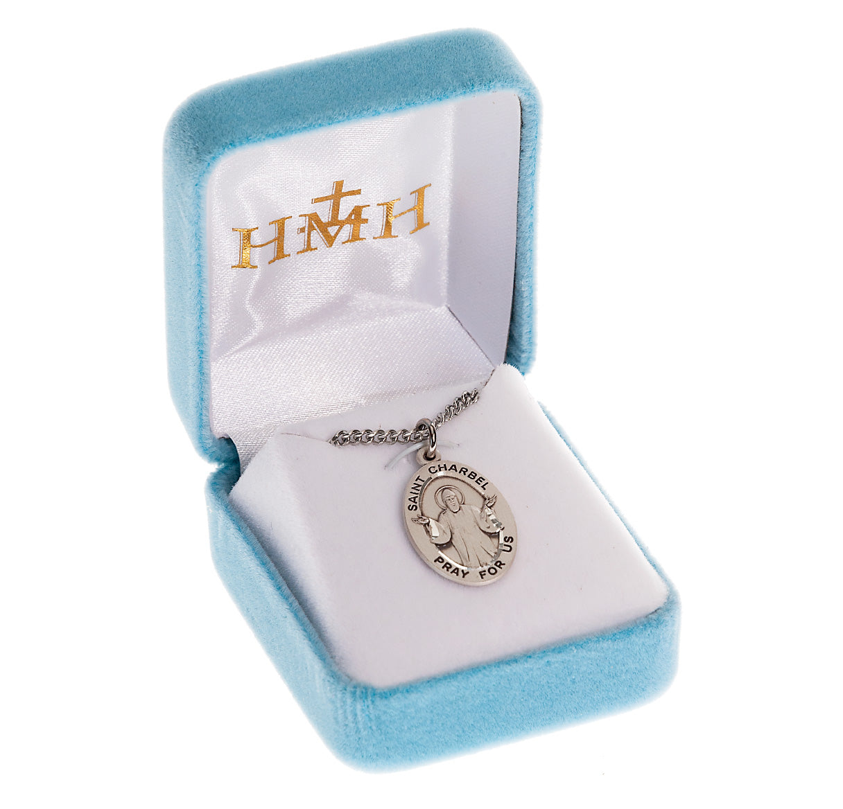 Sterling Silver St Charbel Oval Medal-20"Ch-Bxd