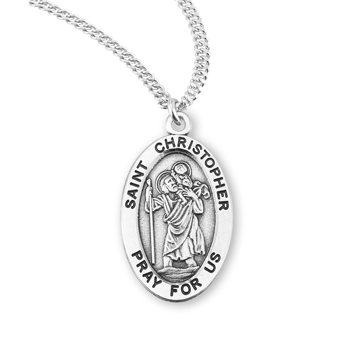 Sterling Oval St Christopher 24" Ch-Bxd