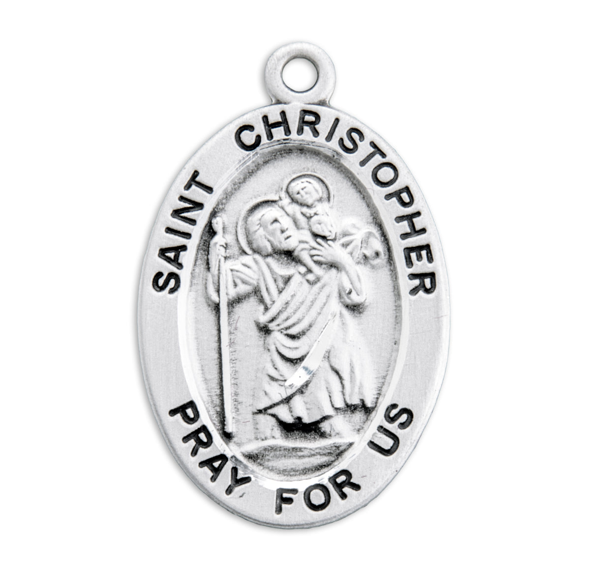 Sterling Oval St Christopher 24" Ch-Bxd