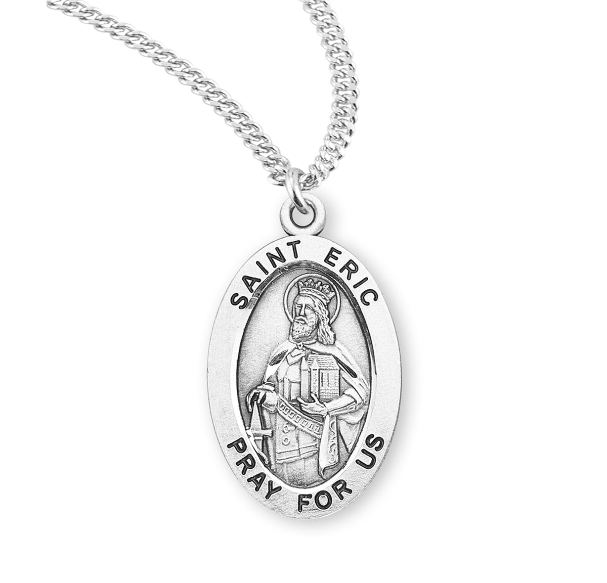 Patron Saint Eric Oval Sterling Silver Medal — HMH Religious