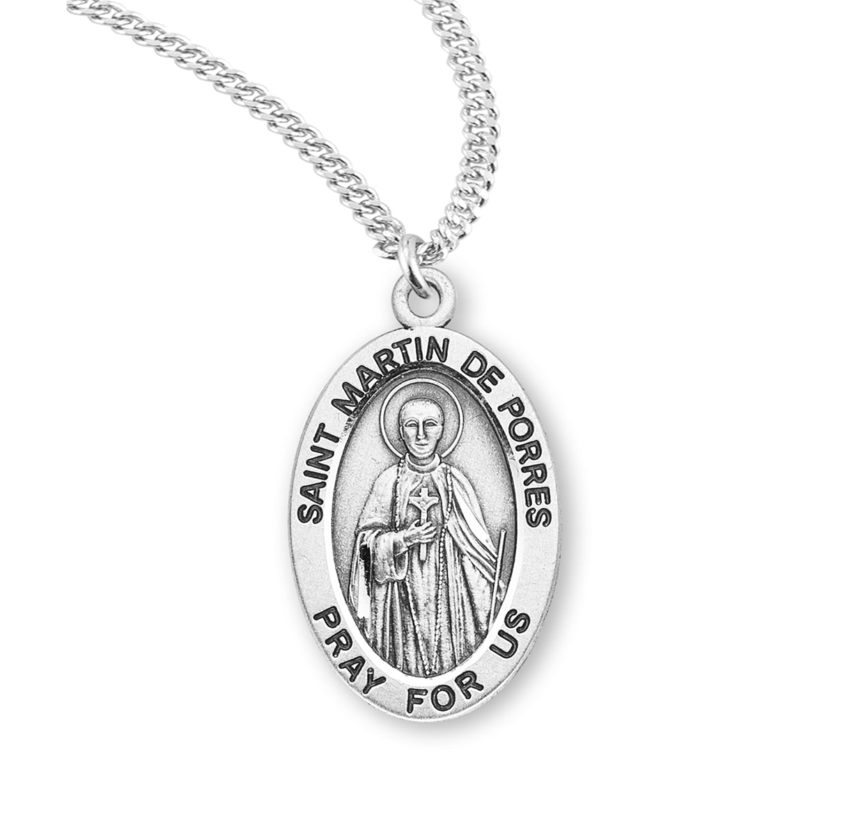 Patron Saint Martin De Porres Oval Sterling Silver Medal