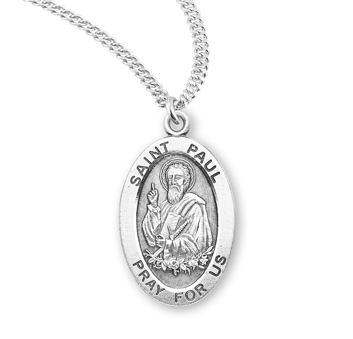 Sterling Silver Oval St Paul 18" Ch-Bxd