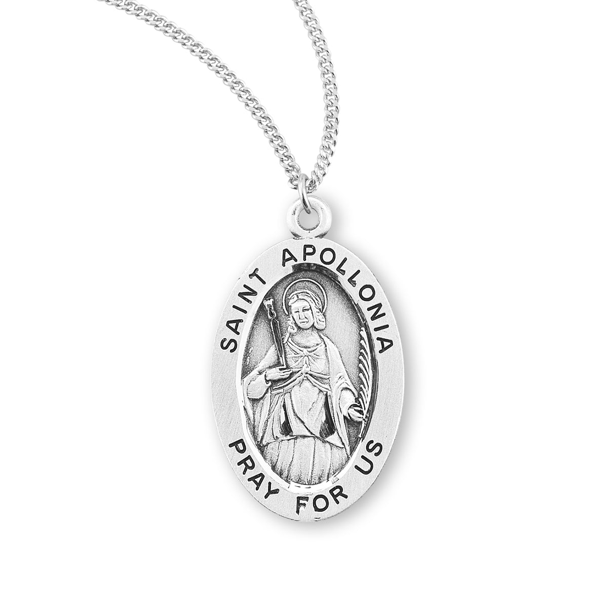 Patron Saint Apollonia Oval Sterling Silver Medal