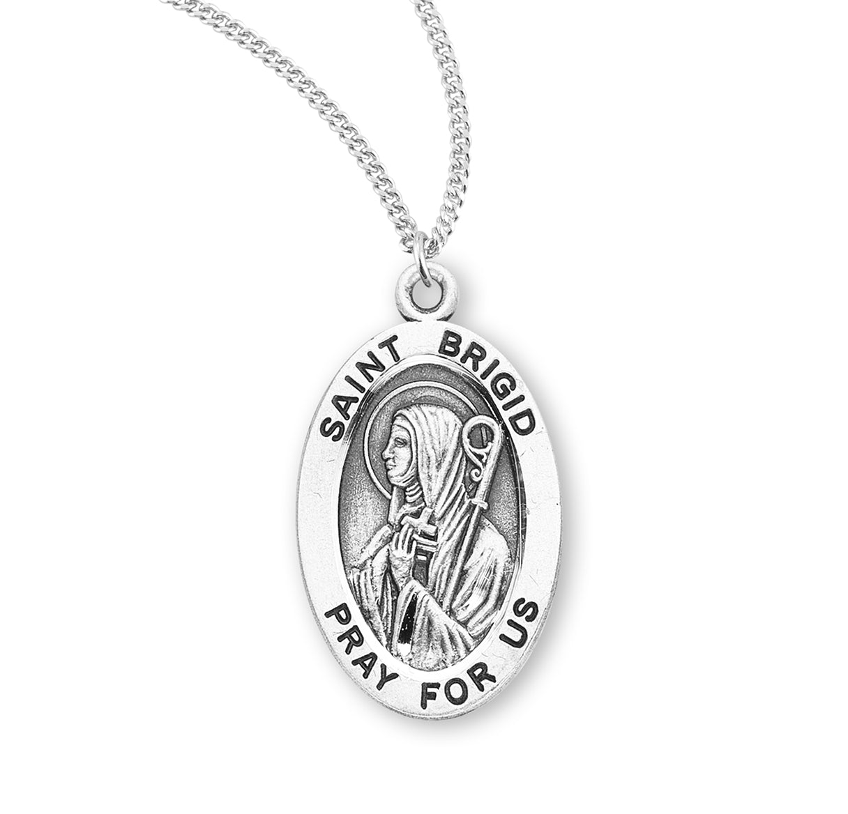 Patron Saint Brigid Oval Sterling Silver Medal