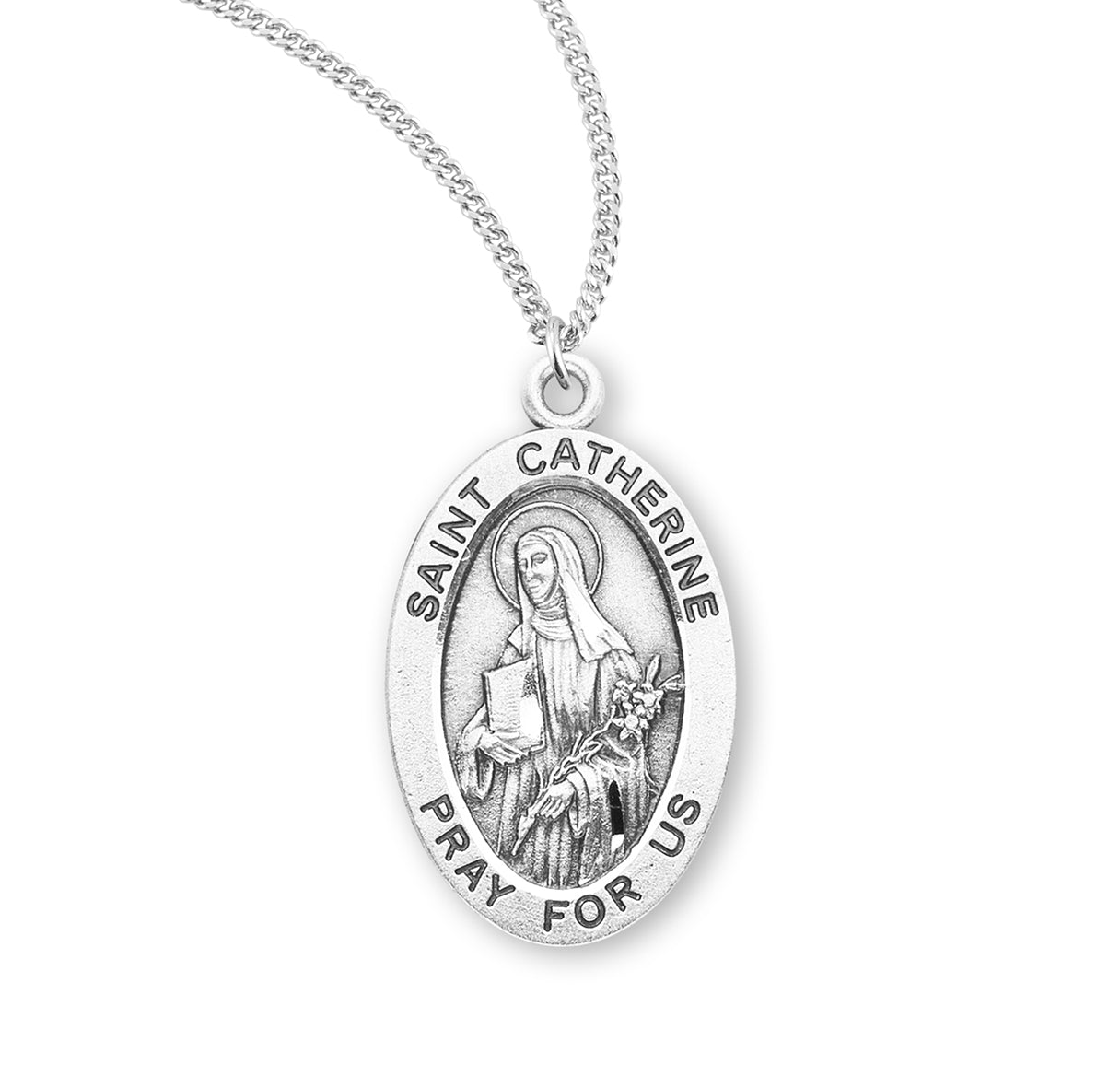 Patron Saint Catherine of Siena Oval Sterling Silver Medal