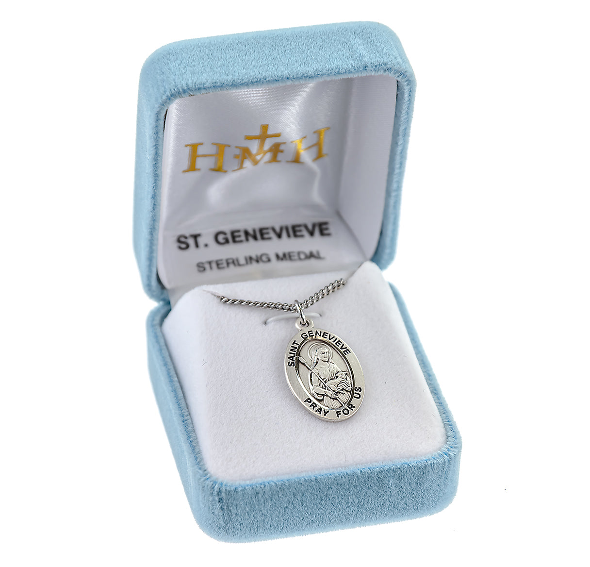 Patron Saint Genevieve Oval Sterling Silver Medal