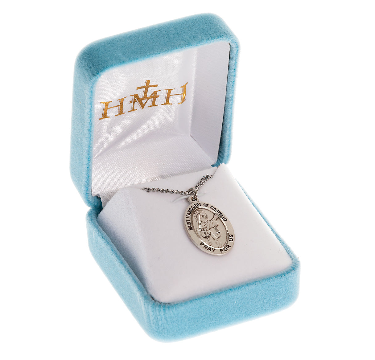Sterling Silver Oval St Margaret of Castello Medal-18"Ch-Bxd