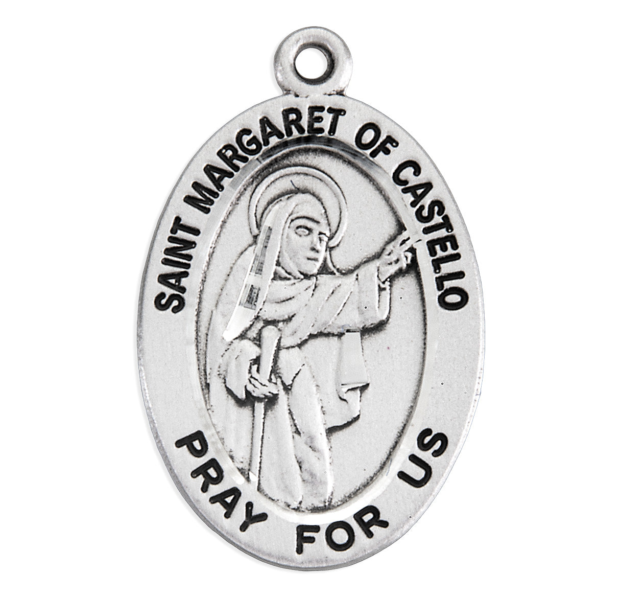 Sterling Silver Oval St Margaret of Castello Medal-18"Ch-Bxd