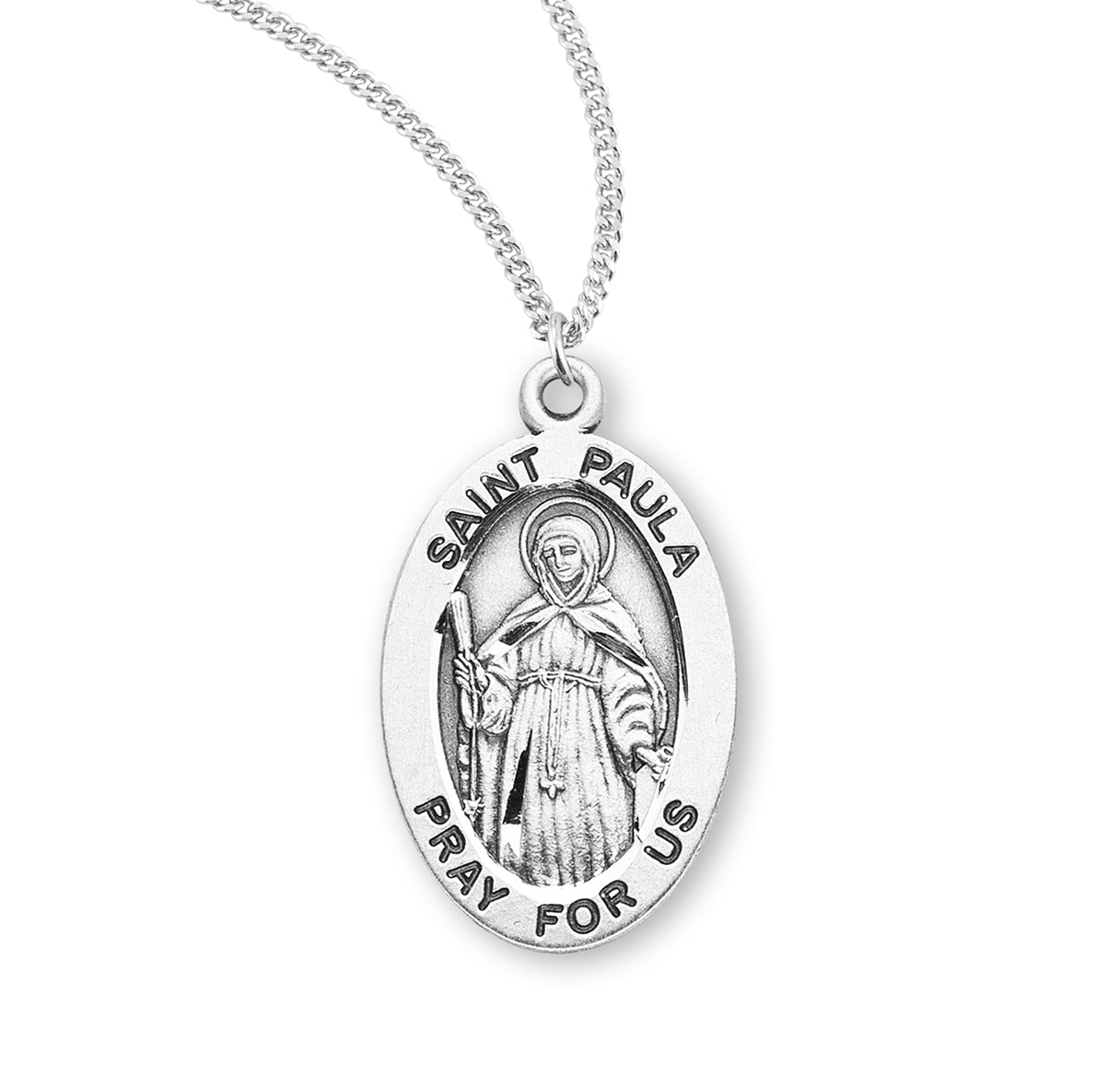 Sterling Silver Oval St Paula w*20" Ch-Bxd