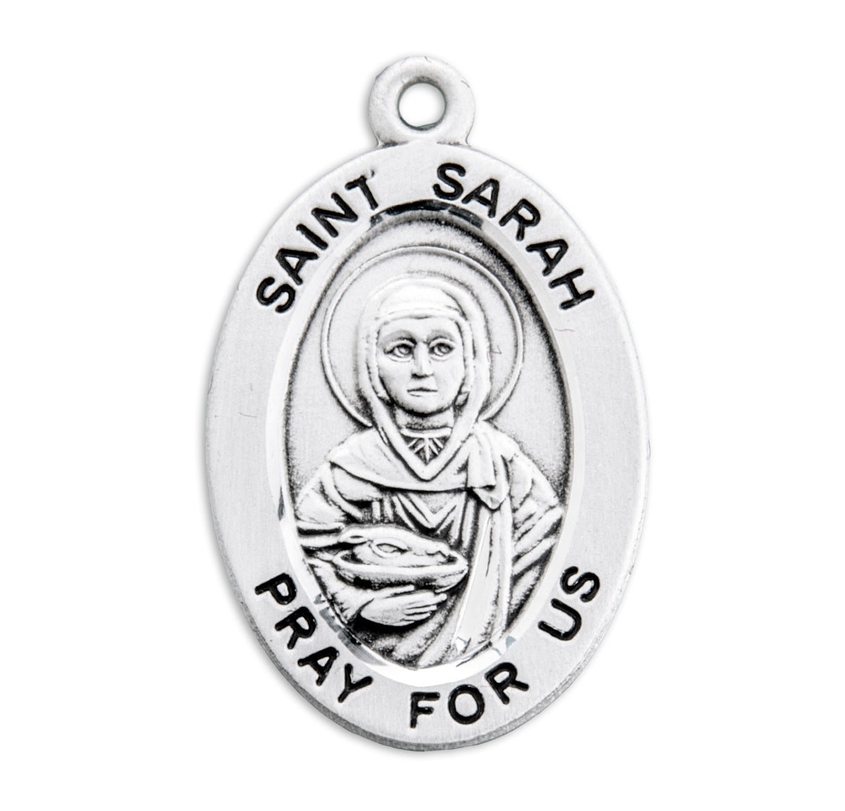 Sterling Silver Oval St Sarah-*18" Ch-Bxd