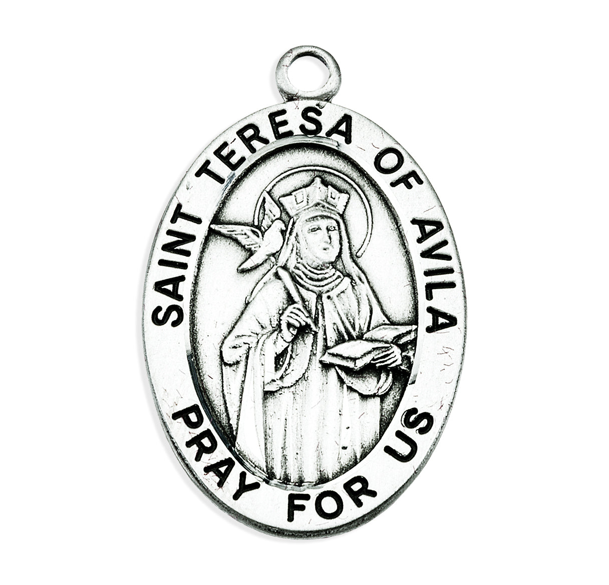 Sterling Silver Oval St. Teresa of Avila Medal w/*18" Ch-Bxd