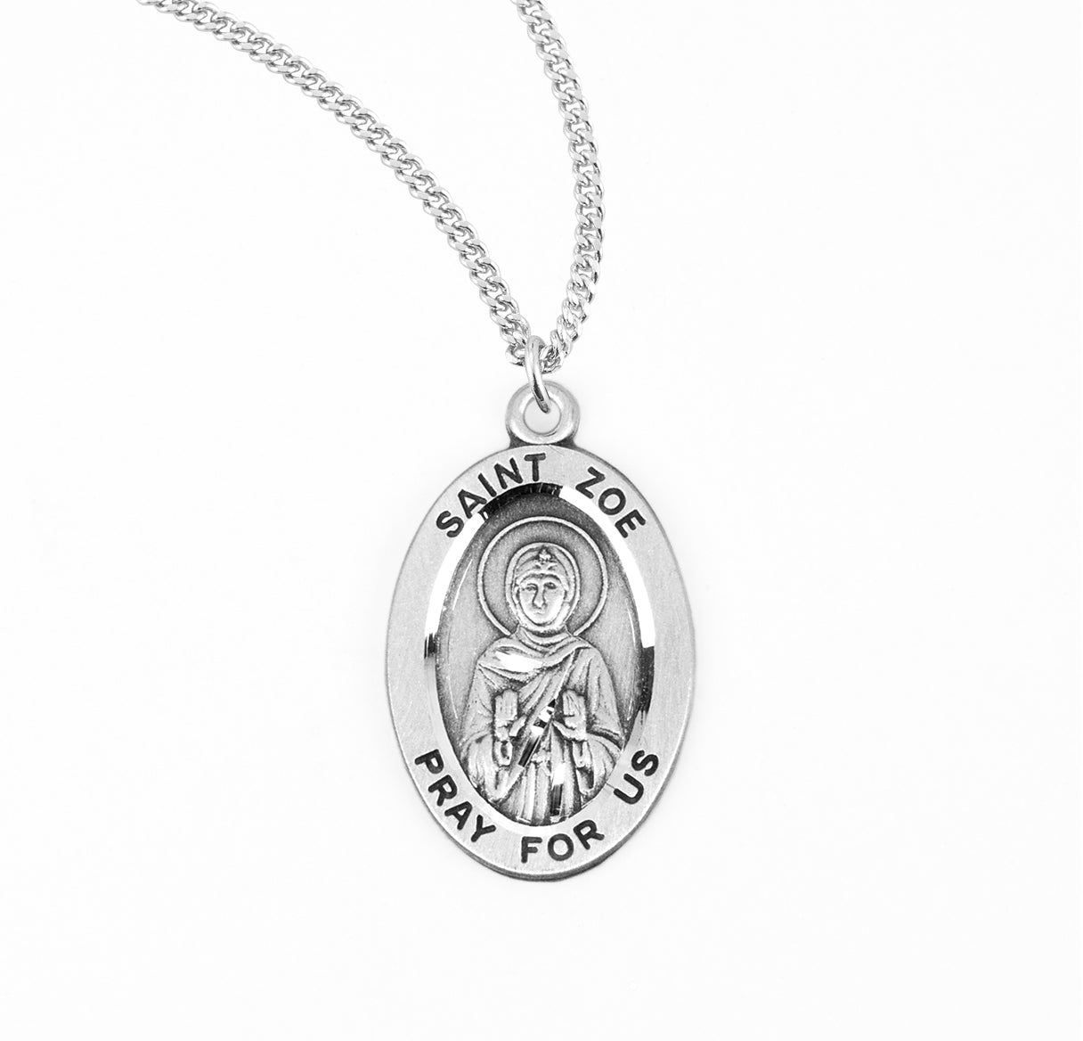 Saint Zoe Oval Sterling Silver Medal