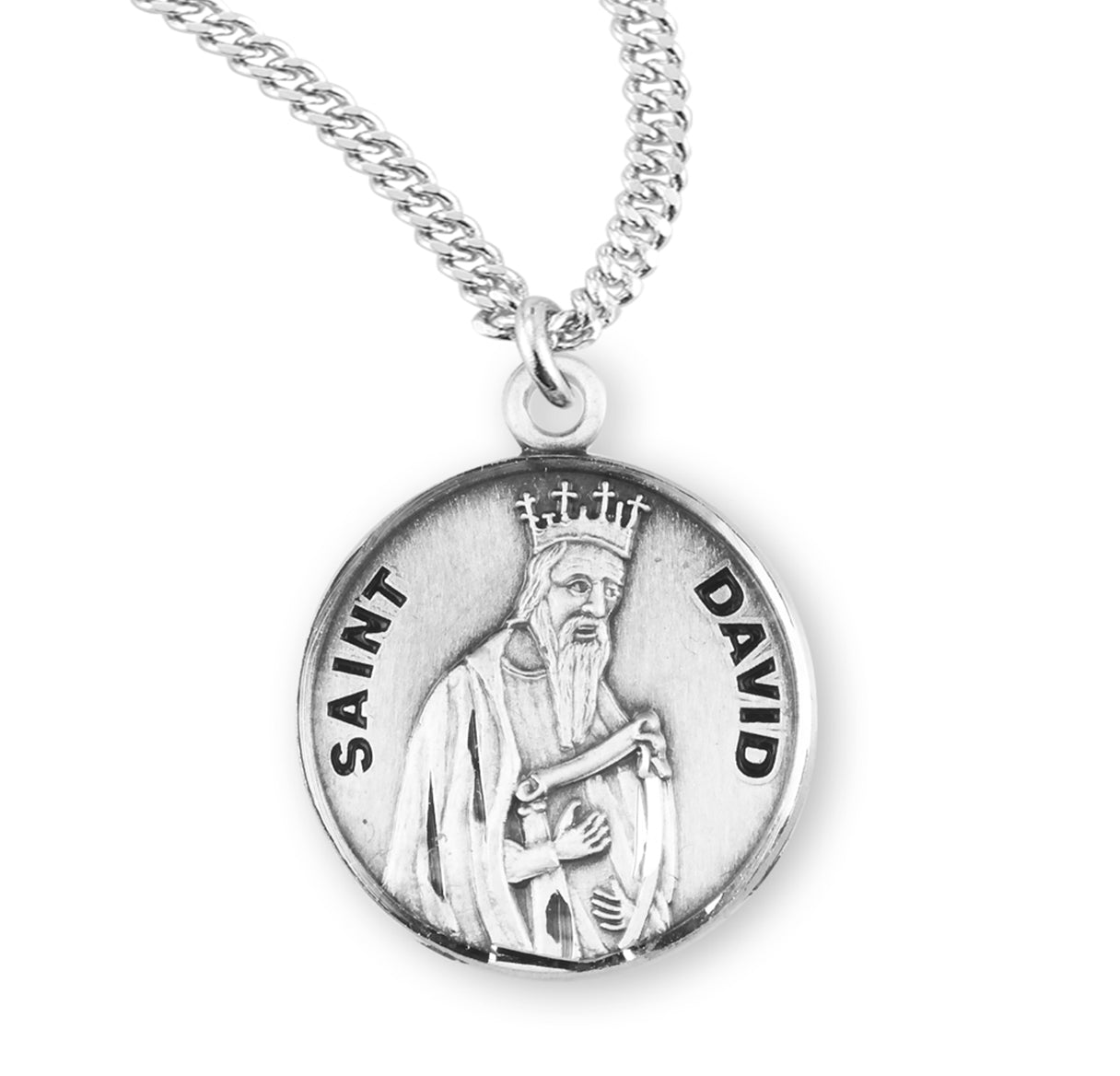 Sterling Silver Round St David-24" Ch-Bxd