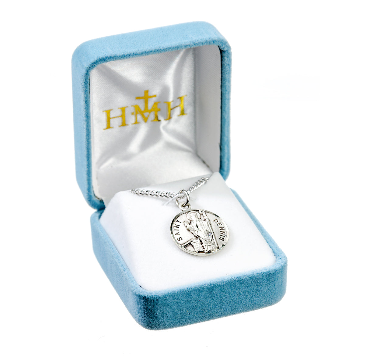 Patron Saint Dennis Round Sterling Silver Medal