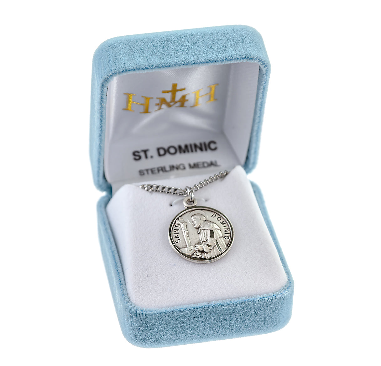 Patron Saint Dominic Round Sterling Silver Medal