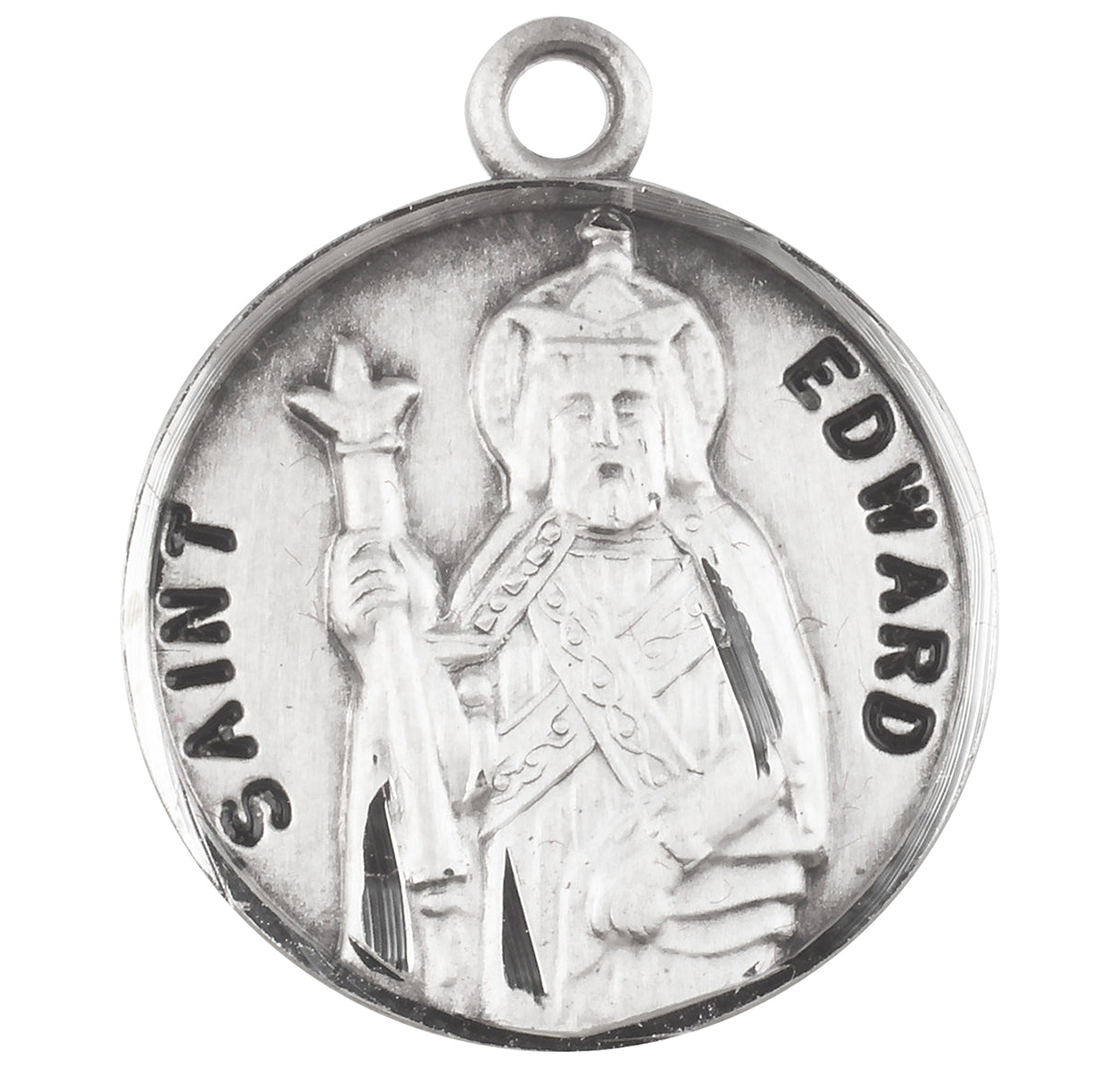 Sterling Silver Round St. Edward w/24" Ch-Bxd