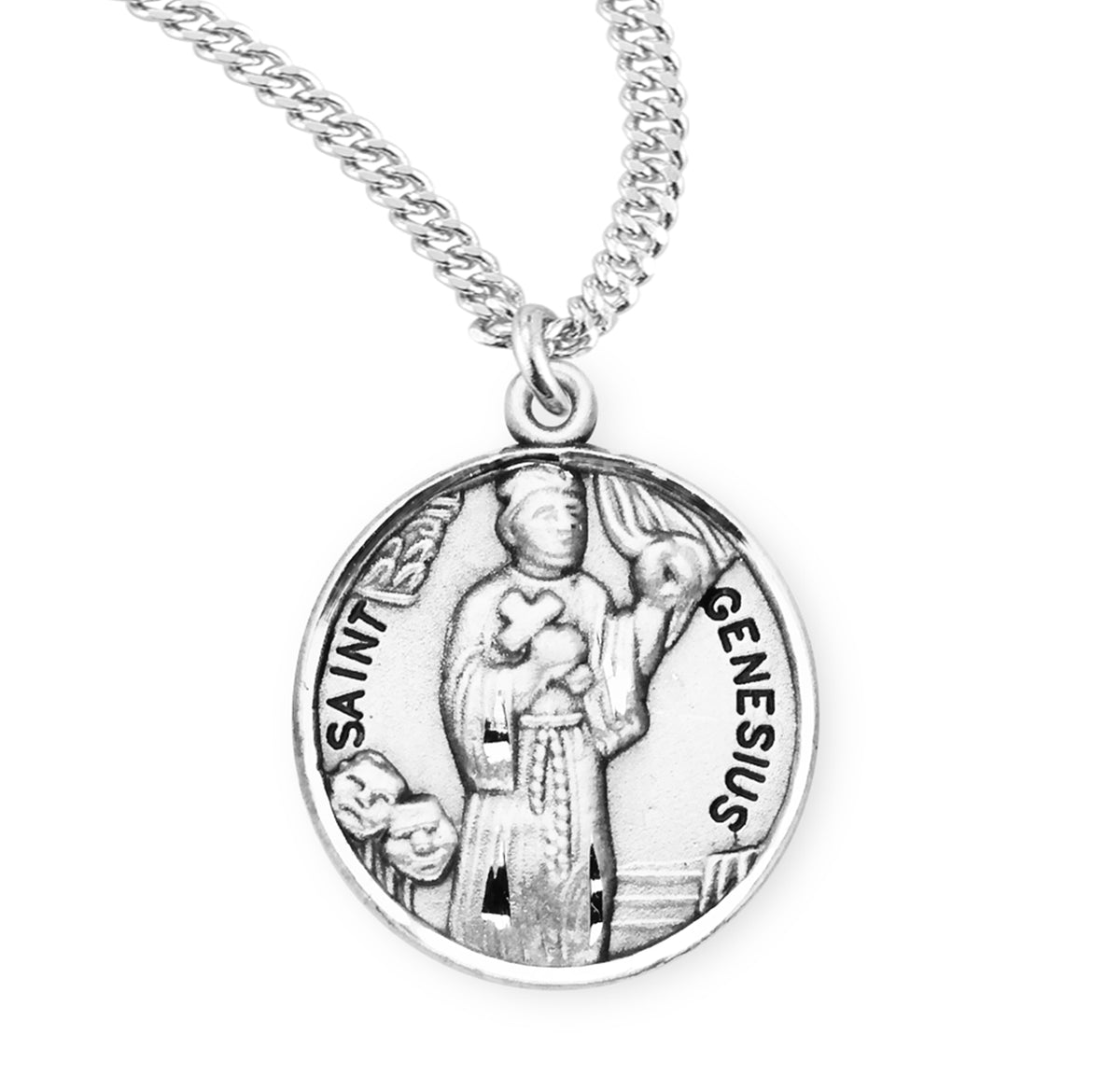 Patron Saint Genesius Round Sterling Silver Medal — HMH Religious
