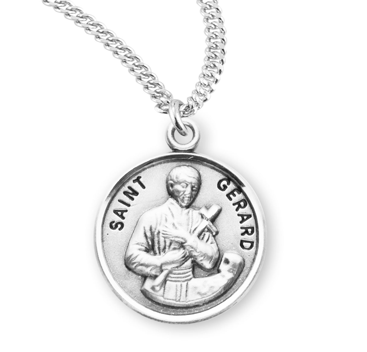 Patron Saint Gerard Round Sterling Silver Medal