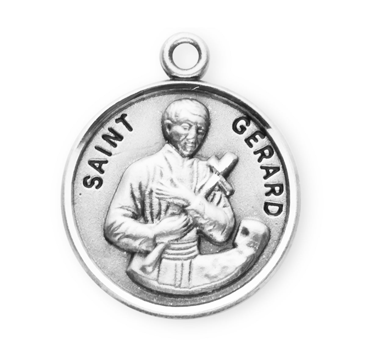 Sterling Silver Round St Gerard w/24" Ch-Bxd